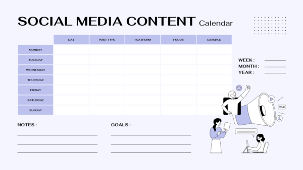 Social Media Content Calendar Template | Editable Excel + PDF